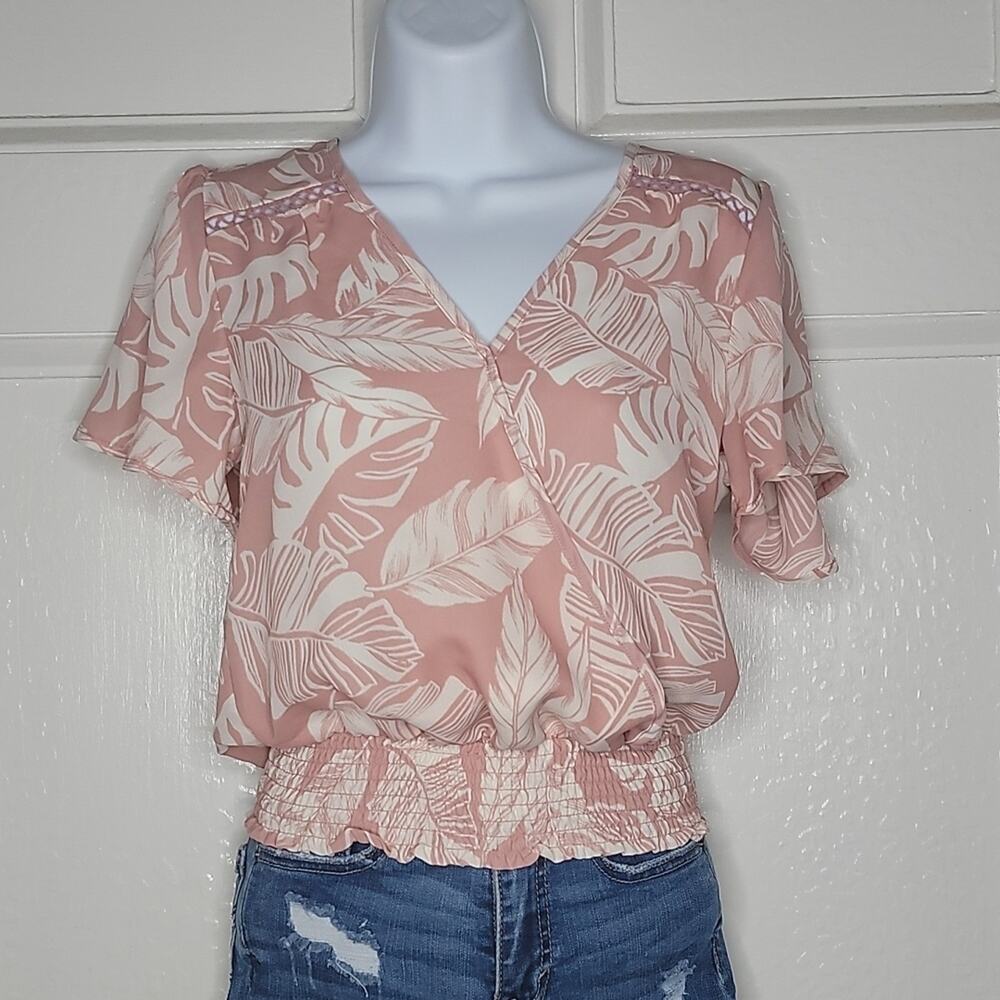 Sienna Sky, Pink & Cream blouse- XS